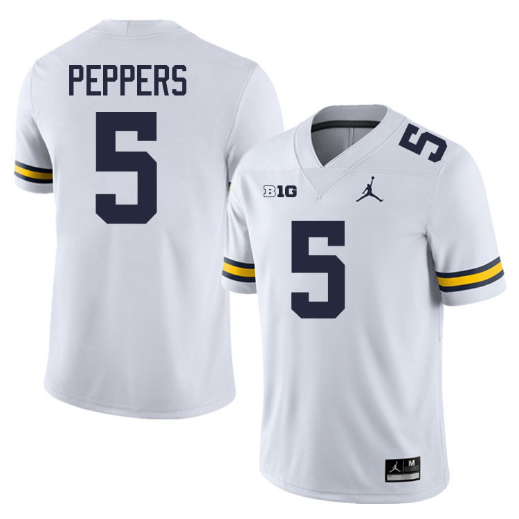 Jabrill Peppers Michigan Jersey,Michigan Wolverines #5 Jabrill Peppers Jersey Youth-White